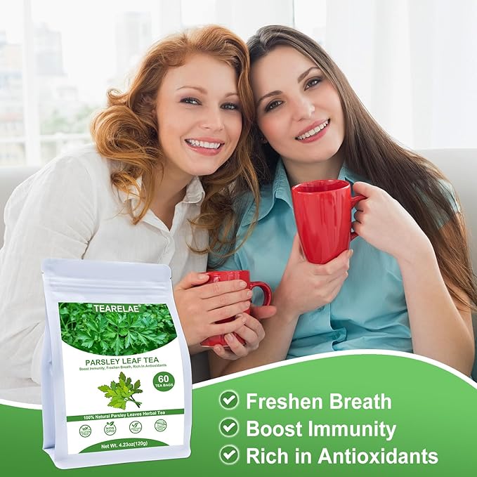 TEARELAE - Parsley Tea Bags - 60 Count - 100% Pure Natural Parsley Leaves - Boost Immunity, Freshen Breath - Non-GMO - Caffeine-Free-StrideForce Fitness