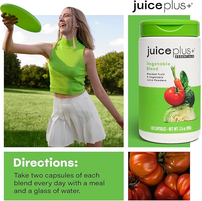 Juice Plus+ Vegetable Blend: with Broccoli, Parsley, Tomato & More - Plant-Based, Vegan, Gluten-Free, Non-GMO, Kosher - for Heart, Immune, Cognitive & Skin Health - 1 Bottle (60 Servings)-StrideForce Fitness