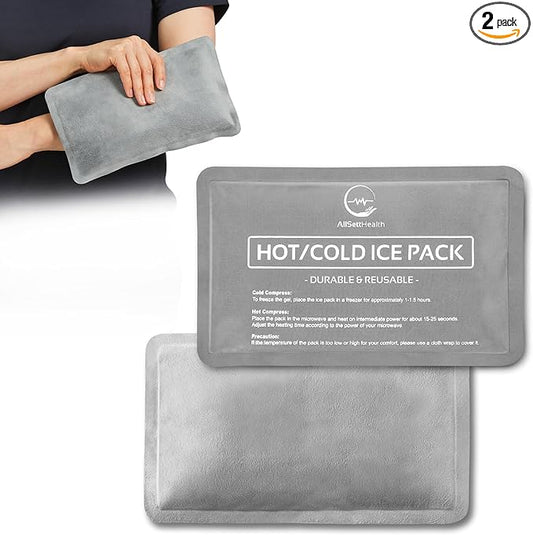 Reusable Ice Packs for Injuries - (10" x 6") Soft Ice Pack with 1 Sided Velvet Soft Fleece Fabric, Flexible Hot and Cold Gel Ice Pack Set, Grey, Pack of 2-StrideForce Fitness