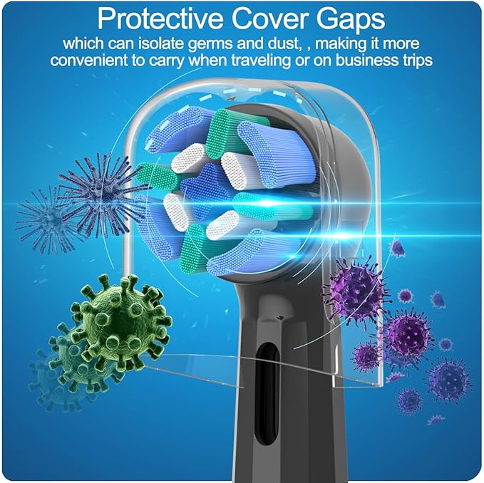 8 Pack Replacement Toothbrush Heads Compatible with Oral B iO, Brush Heads for Oral-B iO 2/3/4/5/6/7/8/9/10/7G Series, with Covers, Black