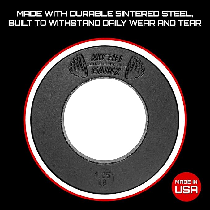 Micro Gainz Olympic Fractional Weight Plates Set, 10 Piece Olympic Weight Plates Set with Bag, Designed for Olympic Barbells for Strength Training and Micro Loading, Made in USA-StrideForce Fitness
