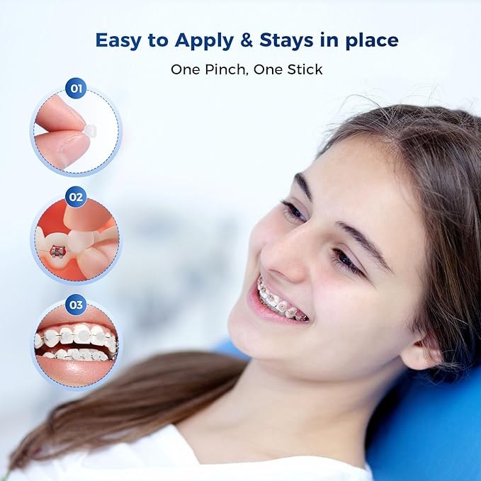 JMU Orthodontic Wax for Braces, 120 Dental Wax Dots, Hygienic Individual Wraps Braces Wax, Unscented