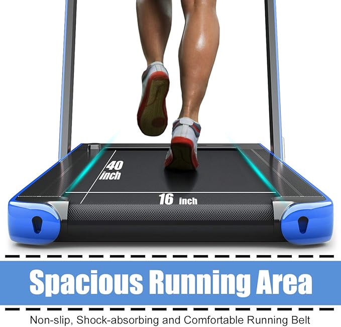 GYMAX Walking Pad, 2.25HP Foldable Treadmill with Smart App & Remote Control, Bluetooth LED Monitor, Small Spaces Compact Running Machine, Folding Portable Under Desk Treadmill for Home Office-StrideForce Fitness