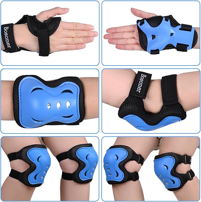 BOSONER Kids/Youth Knee Pad Elbow Pads Guards Protective Gear Set for Roller Skates Cycling BMX Bike Skateboard Inline Skatings Scooter Riding Sports-StrideForce Fitness