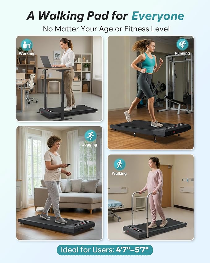 WELLFIT Auto Incline Folding Treadmill - 10% Incline Desk Walking Pad Treadmill with Handlebar, 400 lbs Heavy-Duty Capacity, Space-Saving Quiet Under-Desk Design for Home Office, Seniors & Fitness-StrideForce Fitness