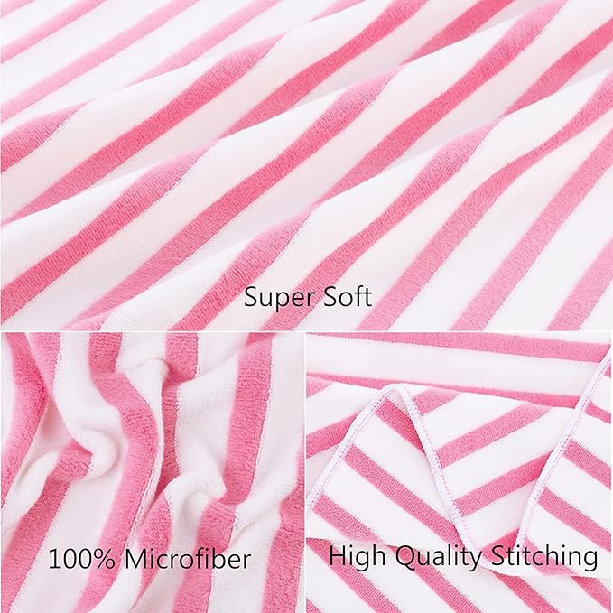 JML Microfiber Beach Towels, Bath Towel Set (4 Pack, 27" x 55") - Extra Large, Soft, Absorbent, Fast Drying, Multipurpose for Hair, Bathroom, Swimming, Fitness, Sport, Yoga -Stripe Pink-StrideForce Fitness