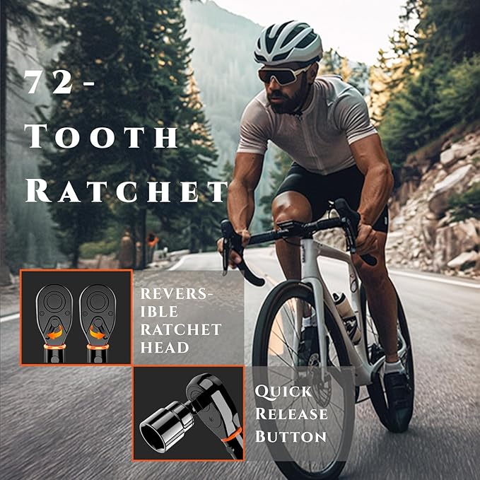 1/4-Inch Bike Torque Wrench 32PCS (20-220 in.lb/2.3-24.9 N.m) Reversible Head Dual-Scales 1/4 Torque Wrench 72 Tooth ±3% High Accuracy Click Torque Wrench Set For MTB Bicycle Maintenance-StrideForce Fitness