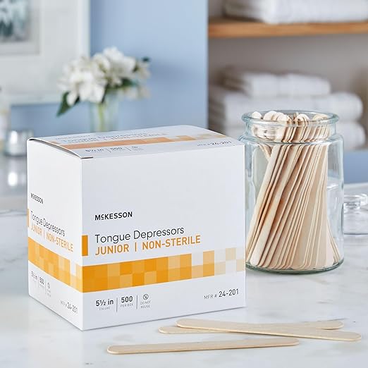 McKesson Tongue Depressors Adult Size, Non-Sterile, Wood, Unflavored, Splinter-Free (500, 5.5")