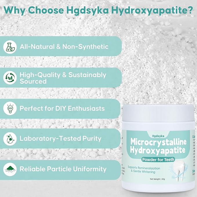 Microcrystalline Hydroxyapatite Powder for Teeth, MCHA Tooth Powder Additive for Daily Dental Care, Supports Enamel Care & Gentle Whitening, DIY Fine Tooth Powder Additive for Daily Brushing 30g