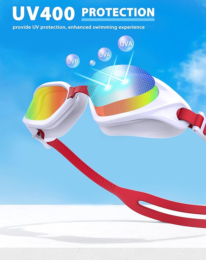 Swim Goggles, Unisex Adult Swimming Goggles Anti Fog Anti UV No Leakage Wide View for Men Women Youth-StrideForce Fitness