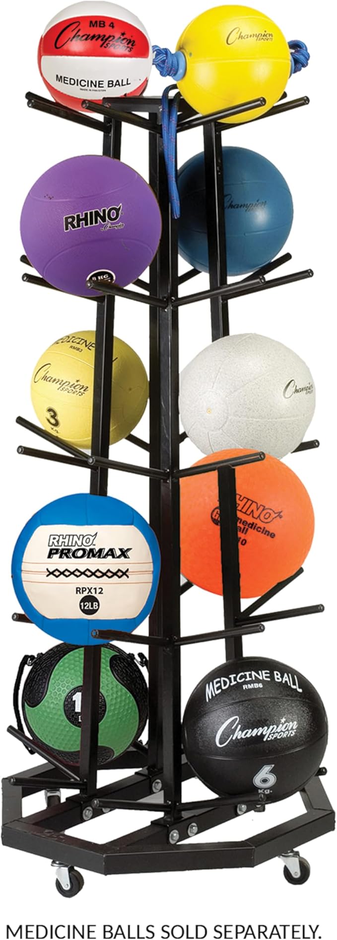 Champion Sports Medicine Ball Storage – Durable Trees & Racks, Multiple Styles, Sizes & Color Options for Organizing Medicine Balls in Home Gym or Fitness Facility-StrideForce Fitness