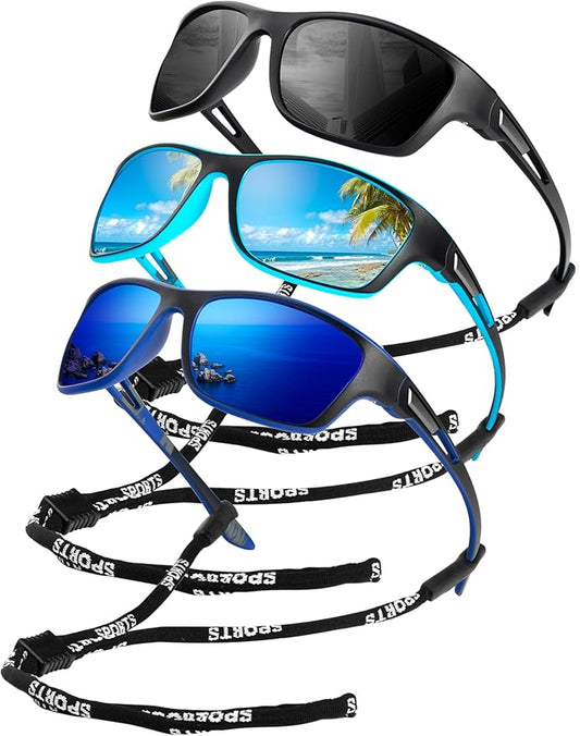 KALIYADI Polarized Sunglasses for Men, Sports Sun Glasses for Driving Cycling Fishing with UV protection