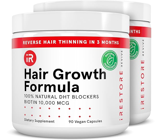 iRestore Hair Growth Supplement – Natural DHT Blockers & Multivitamin Blend – Vegan, Non-GMO, 90 Capsules – Supports Thicker, Stronger Hair for Men and Women – 2-Pack-StrideForce Fitness