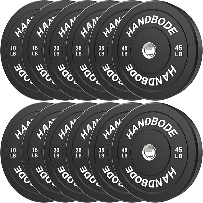 Bumper Plates 2 - Inch Olympic Weight Plate Set for Barbell, 10-55 lb Rubber Weights Sets for Home Gym, Strength Training Plate, Weight Lifting, Black-StrideForce Fitness