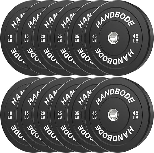 Bumper Plates 2 - Inch Olympic Weight Plate Set for Barbell, 10-55 lb Rubber Weights Sets for Home Gym, Strength Training Plate, Weight Lifting, Black-StrideForce Fitness