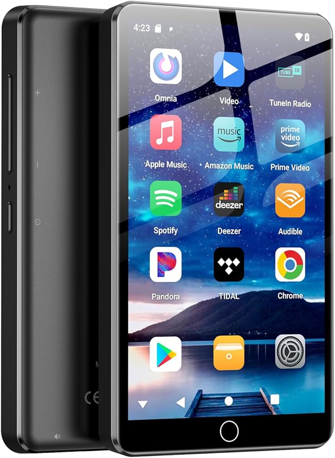 144GB MP3 Player with Bluetooth and WiFi, Android 13 OS MP3 & MP4 Players with 4" Touchscreen and Speaker, Spotify Music Players with Pandora, Audible, Amazon Music, Play Store-StrideForce Fitness