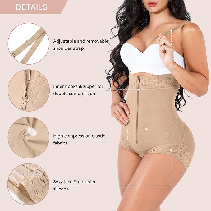 Shapewear for Women Tummy Control Fajas Colombianas Body Shaper Butt Lifter Compression Garment Open Bust Bodysuit-StrideForce Fitness