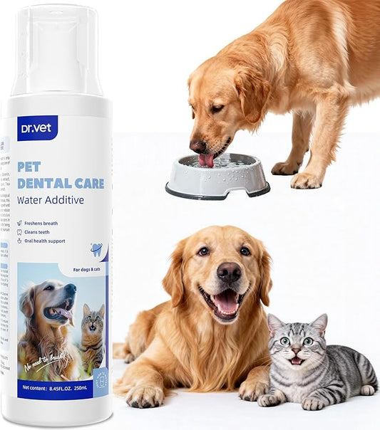 Dog Breath Freshener-Enzymatic Dog Dental Water Additive for Dental Care–Probiotics Prevent Bad Breath, Relieve Gum Redness, Reduce Plaque & Tartar, No Brushing Needed, Safe for Dogs & Cats, 8.45oz