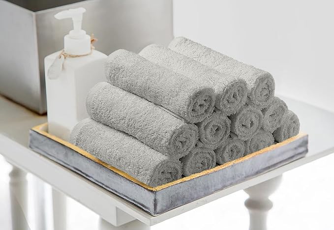 Avalon Salon Towel - Silver Hand Towels Bulk Pack of 24-100% Cotton Absorbent Spa, Facial & Gym Towels for Working Out - 16x27 Inches (Not Bleach Proof)-StrideForce Fitness