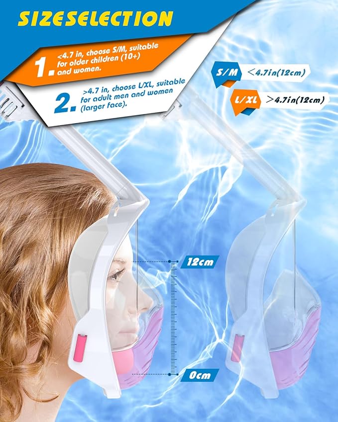 QingSong Full Face Snorkel Mask for Adults, Snorkeling Gear with Camera Mount, 180 Degree Panoramic View Snorkel Set Anti-Fog Anti-Leak-StrideForce Fitness