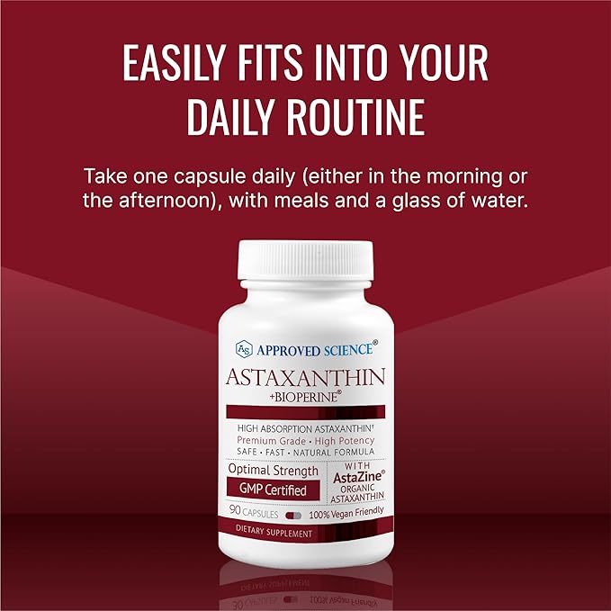 Approved Science® Astaxanthin 12 mg - Extra Strength Antioxidant - Supports Heart, Eyes, Skin - 180 Vegan Capsules - 6 Month Supply-StrideForce Fitness