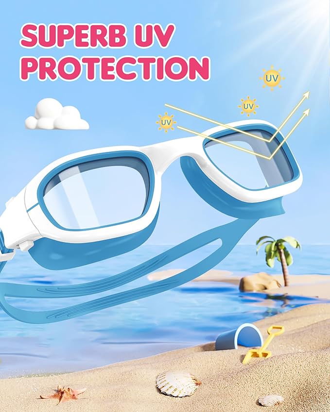 Kids Swim Goggles,Swimming Goggles for Kids 6-14, Anti-Fog UV Protection Pool Glasses for Boys Girls-StrideForce Fitness