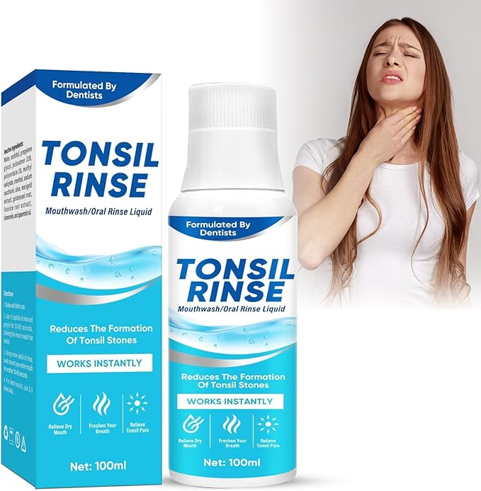 Tonsil Stone Mouthwash, Tonsil Stone Remover Oral Rinse Liquid Helps Soothe Tonsils, Eliminate Bad Breath, Mint Flavor Freshen Breath, Moisturize Mouth, 100ML
