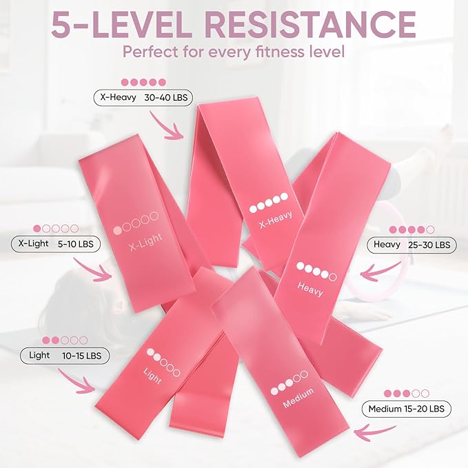 Home Pilates Kit for Women Pilates Equipment Ring and Ball Set Magic Circle Hoop with 5 Resistance Bands Compact Toning Fitness Essentials Starter Set Accessories-StrideForce Fitness