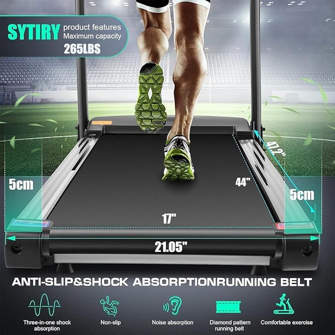 SYTIRY Treadmills for Home with TV Screen and WiFi,Smart Foldable Treadmill Machine,3D Virtual Sports Scene,HiFi Speakers,Popular APP for Social Networking,Video,and Search,Walking Treadmill-StrideForce Fitness