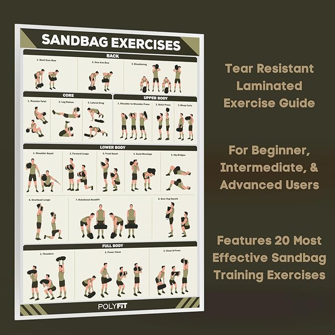 Polyfit Classic Sandbag - Heavy Duty Workout Sandbag for Fitness with 8 Gripping Handles for Sand Bag Weight Training - Multiple Colors & Sizes-StrideForce Fitness