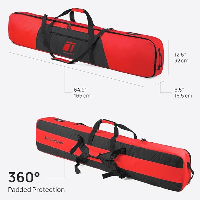 Snowboard Bag For Air Travel - Padded Snowboard Bag - Waterproof and Fully Padded Snowboarding Travel Bag For Flying - Up to 165 CM Snowboards-StrideForce Fitness