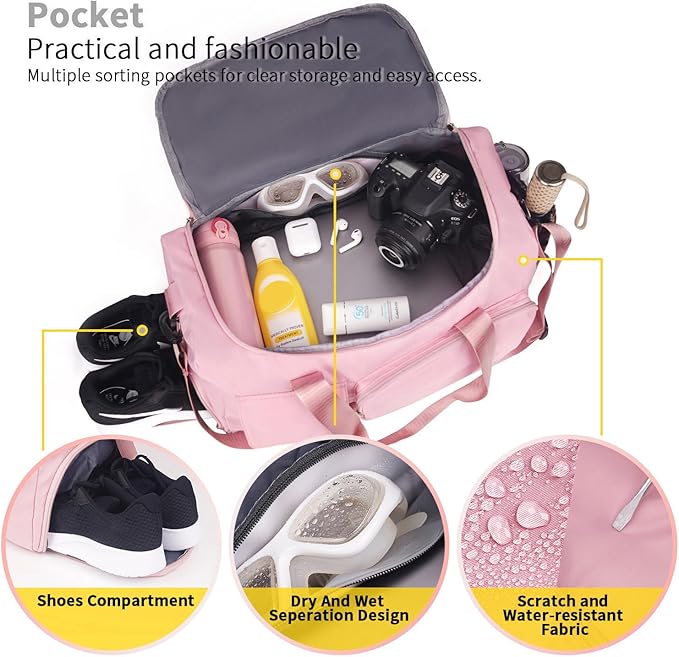 FIORETTO Women's Gym Duffle Bag with Shoes Compartment, 37L Capacity, Ideal for Travel, Gym, Sports, Duffel, Weekender-StrideForce Fitness