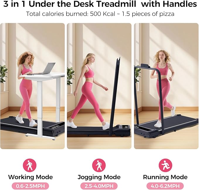 Walking Pad Treadmill with Handle Bar, 3.5HP Compact Electric Walking Pads Treadmills with Handles for Home Apartment Small, 0.6-10MPH Portable Foldable Folding Small Treadmill Home, 400LBS Capacity-StrideForce Fitness