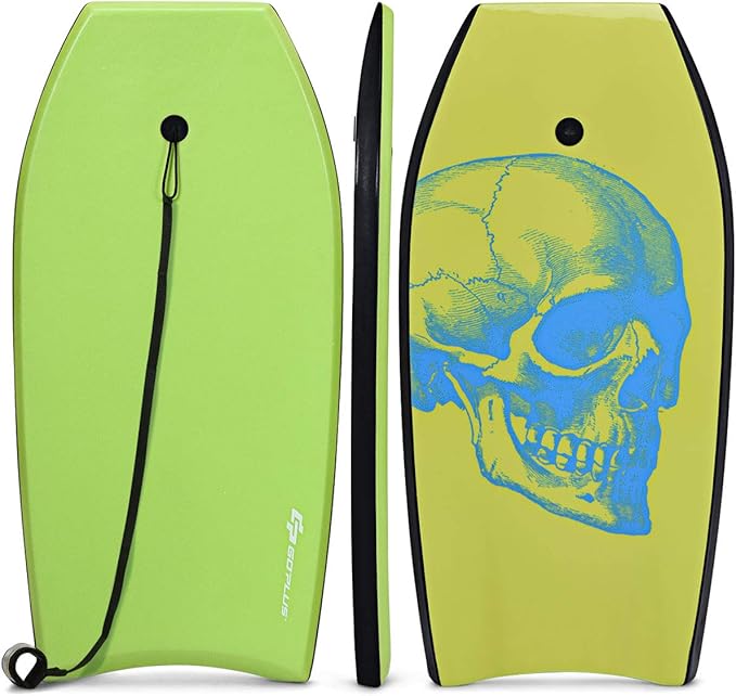 Goplus 41''/37''/33'' Lightweight Body Board for Beach, Surf Board with EPS Core, XPE Deck, HDPE Slick Bottom, Wrist Leash, Bodyboard for Kids Adults Surfing-StrideForce Fitness