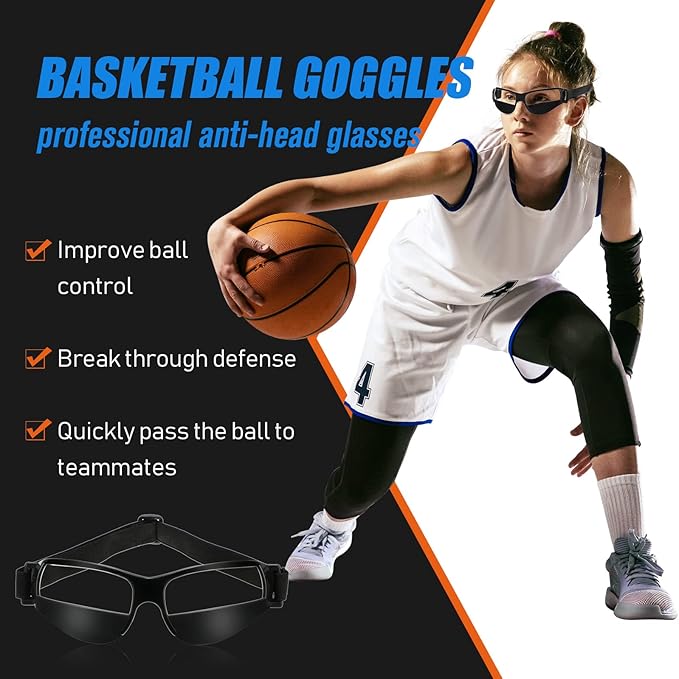 Dribbling Goggles Basketball Sports Glasses Adjustable Dribbling Black Goggles Basketball Training Equipment-StrideForce Fitness