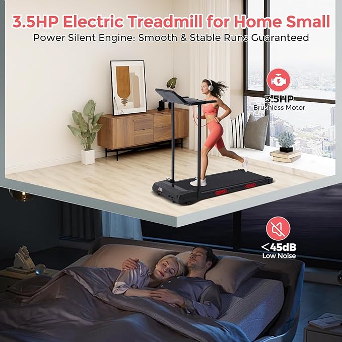 Walking Pad Treadmill with Handle Bar, 3.5HP Compact Electric Walking Pads Treadmills with Handles for Home Apartment Small, 0.6-10MPH Portable Foldable Folding Small Treadmill Home, 400LBS Capacity-StrideForce Fitness