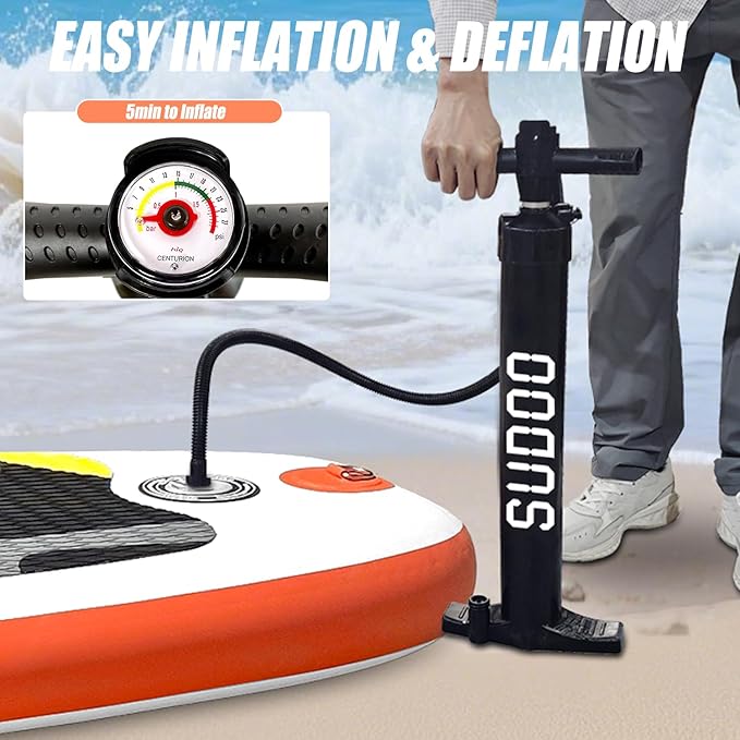 Inflatable Stand Up Paddle Board 10‘x30‘‘- Ultra-Light SUP with Backpack, Pump, Paddle, Coil Leash, 3 Fins, Repair Kit, Stable Design, Non-Slip EVA Deck for Adults & Youth-StrideForce Fitness