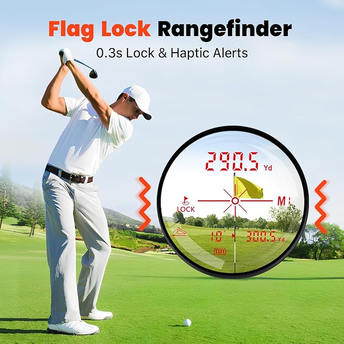 Golf Laser Rangefinder with Slope, 1500Y Range Finder, 0.3s Flagpole Locking Vibration, 7X Magnification, Magnet Stripe, 85% Transmission Lens for Golfing/Hunting, Golf Accessories for Men-StrideForce Fitness