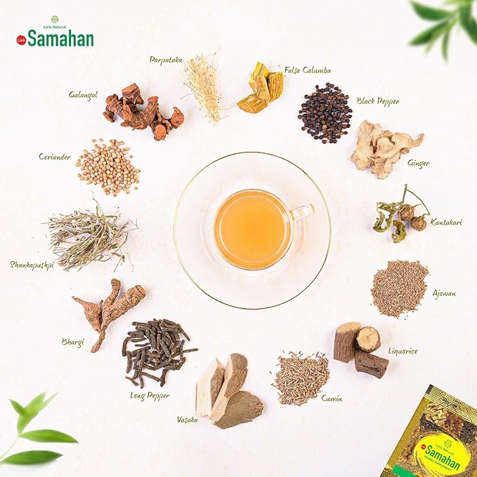 SAMAHAN Ayurvedic Herbal Tea Packets - Sri Lankan Ceylon Blend with 14 Natural Herbs Including Ginger, Black Pepper & More, Herbal Tea Bags for Wellness, Relaxation & Daily Comfort - 100 Count-StrideForce Fitness