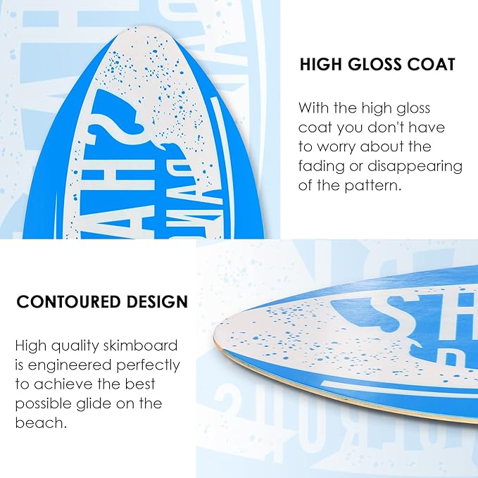 seething 35 Inch Skimboard with High Gloss Coat Wood Skim Board for Beginners,Kids, Teenagers, Adults and All Skimming-StrideForce Fitness