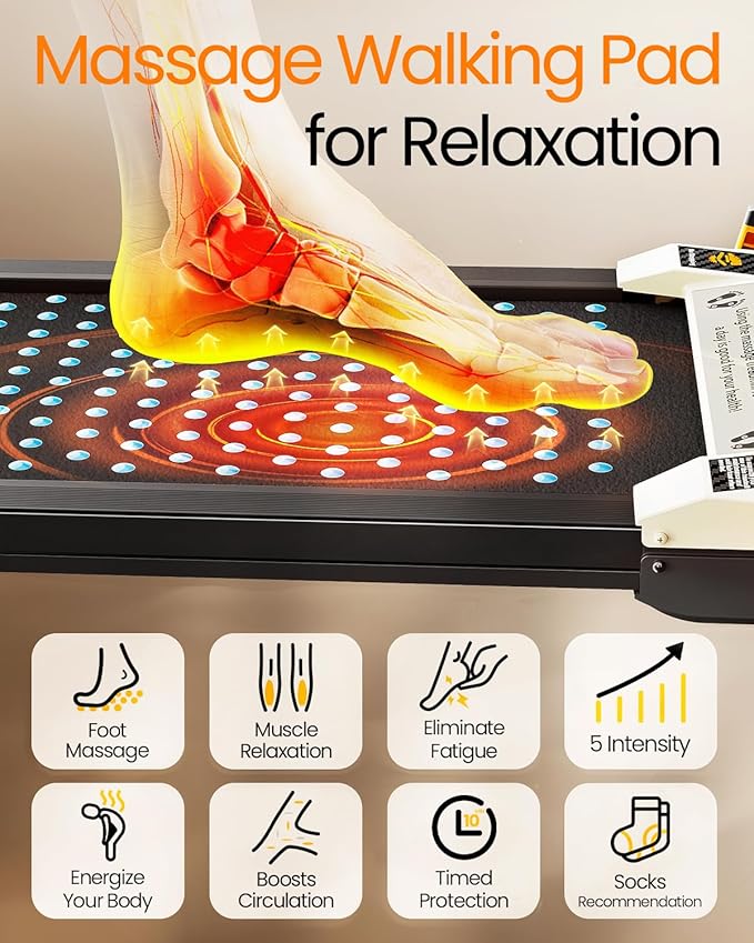 Walking Pad with Incline - Dual-Sided 2 in 1 Under Desk Treadmill with Shiatsu Foot Massager, 330LBs Walking Pad Treadmills for Home and Office, LED Display and Remote Control-StrideForce Fitness