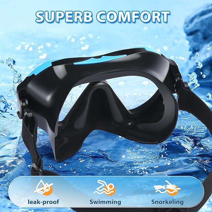 Supertrip Adult Swim Goggles Swimming Goggles with Nose Cover Elastic Fabric Strap Tempered Glass Snorkeling Gear for Adults-StrideForce Fitness