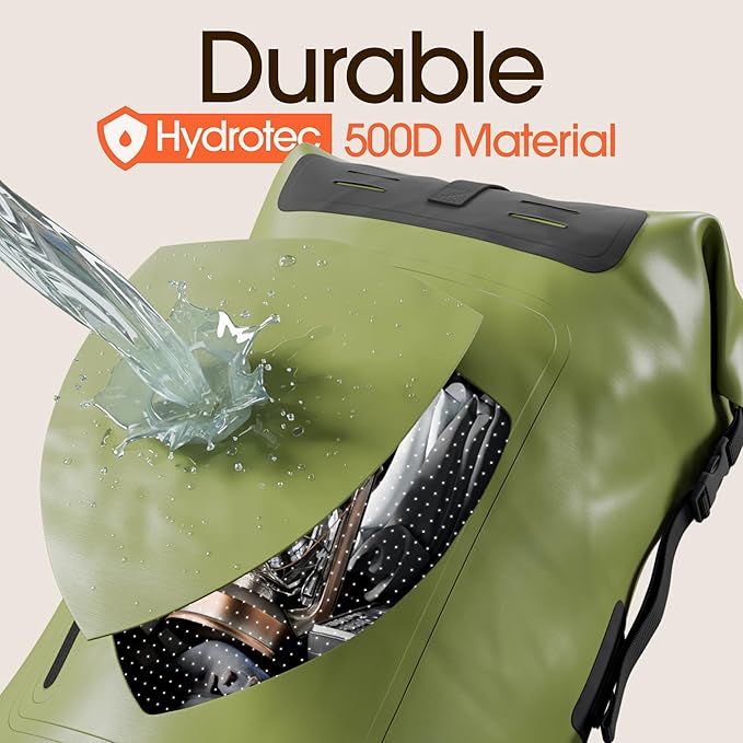 Earth Pak Waterproof Backpack - Heavy Duty Hiking Backpack - Roll-Top Closure Bag - Cushioned Dry Bag Waterproof Phone Case-StrideForce Fitness