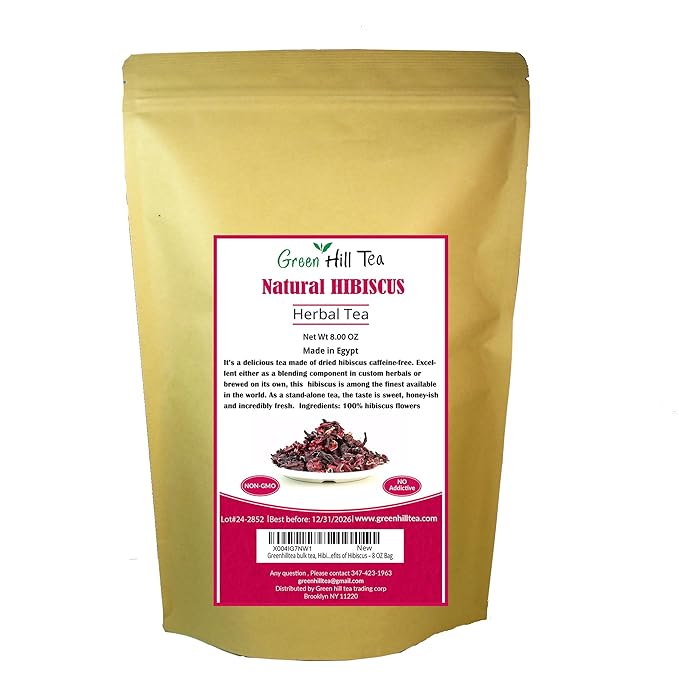 Greenhilltea bulk tea, Hibiscus herbal Tea, Fully natural and healthy loose leaf tea contains benefits of Hibiscus – 8 OZ Bag-StrideForce Fitness