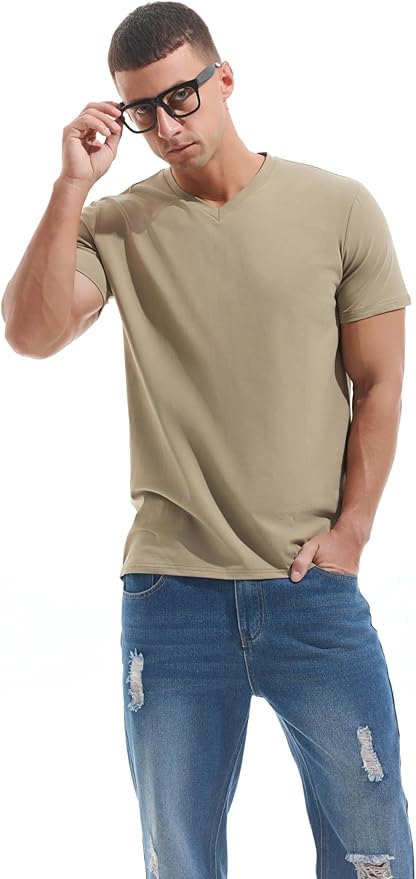 VEIISAR Premium V Neck T Shirts for Men - Modern Fitted Tees Vneck Undershirts-StrideForce Fitness