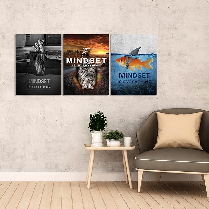 Success Wall Painting Inspirational Art Office Decor Motivational Canvas Black Poster Positive Framed Artwork Prints Picture for Living Room [36'W x 16'H]-StrideForce Fitness