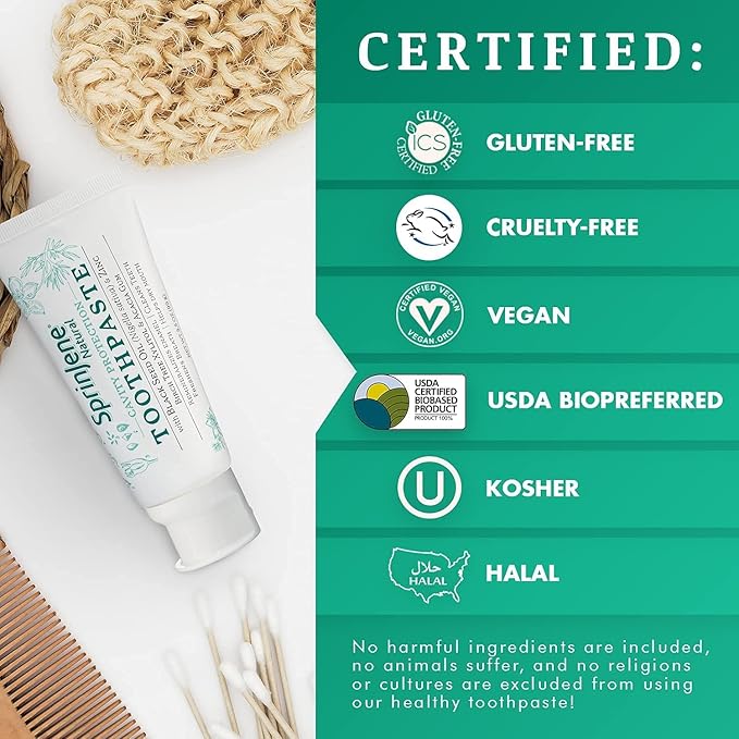 SprinJene Natural Fluoride Toothpaste – Natural Toothpaste for Gum Health & Cavity Protection – Patented Black Seed Oil & Zinc Formula for Healthy Teeth & Gums – Made in The USA (4 Pack)