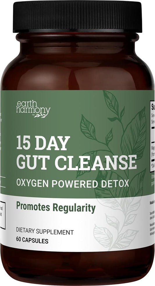 15 Day Gut Cleanse Detox For Women and Men - Vegan, Non-GMO Ingredients For Waist Loss and Constipation Relief With A 15 Day Cleanse Gut Support Without Cramping, As Seen On TikTok (60 Capsules)-StrideForce Fitness