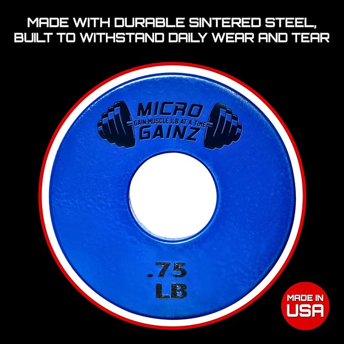 Micro Gainz Standard 1-Inch Center Hole Fractional 2 Pcs Color Weight Plates, Choose (.25LB-1LB) Designed for Standard 1-Inch Dumbbell & Barbell for Strength Training, Made in USA-StrideForce Fitness