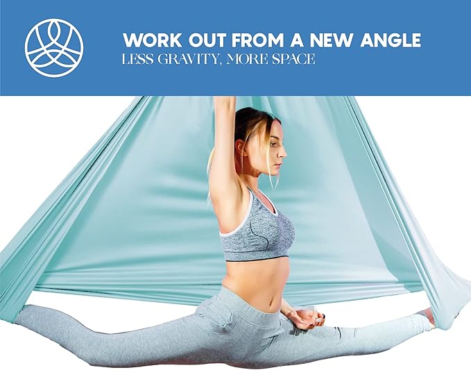 Aerial Silk Yoga Hammock & Swing for Home, Inversion Exercises, Starter Kit for All Levels - Durable with Extension Straps, Carabiners, and Pose Guide-StrideForce Fitness